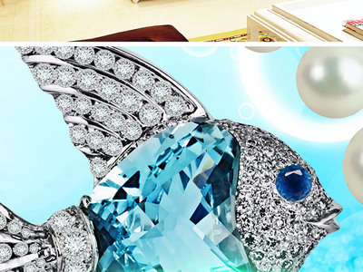 蓝色接吻鱼之恋珠宝背景墙